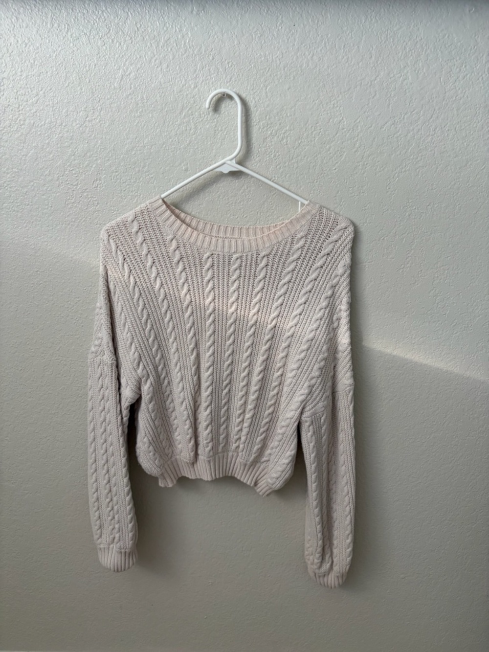 Medium Ribbed & Crochet Cream Sweater